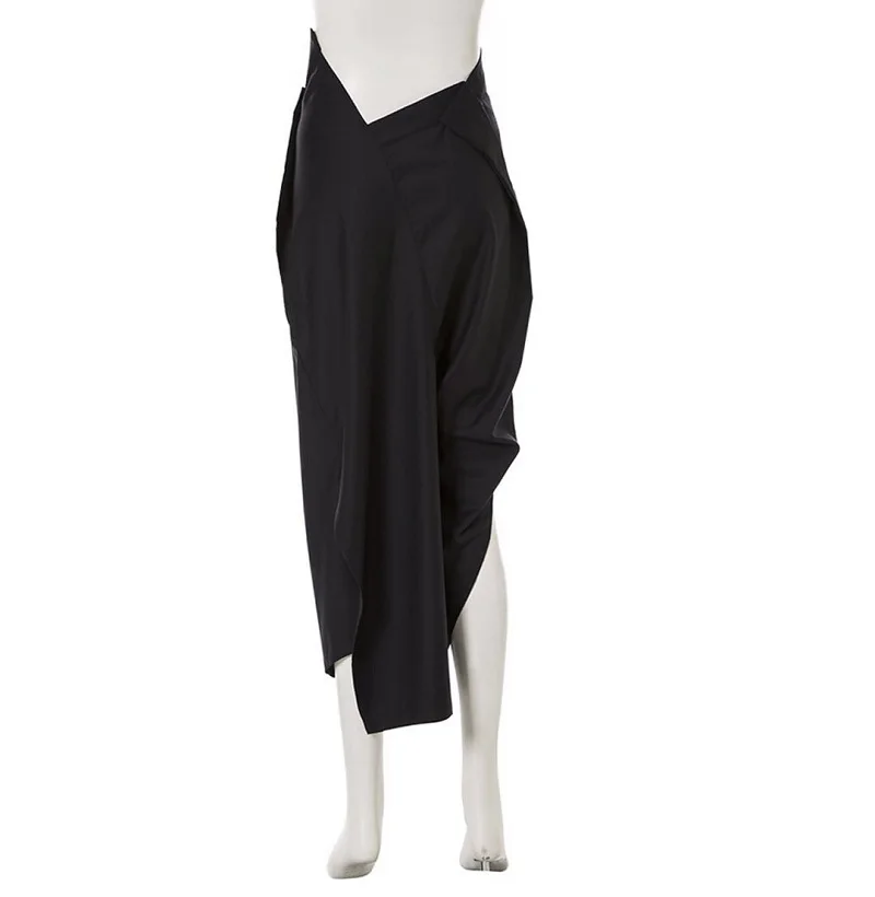black WLD1892 XITAO женские брюки с неровным разрезом, женские плиссированные штаны с завышенной талией, Wild Joker, осень, корейская мода, элегантные широкие брюки WLD1892 - Цвет: black WLD1892