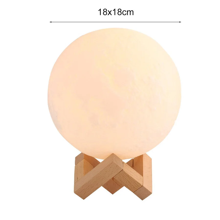18cm YWXLight перезаряжаемые 3D печать Луны лампы 16 цвет сенсорный светодио дный выключатель LED ночник для спальни детей домашний декор свет творческий подарок - Испускаемый цвет: 18cm
