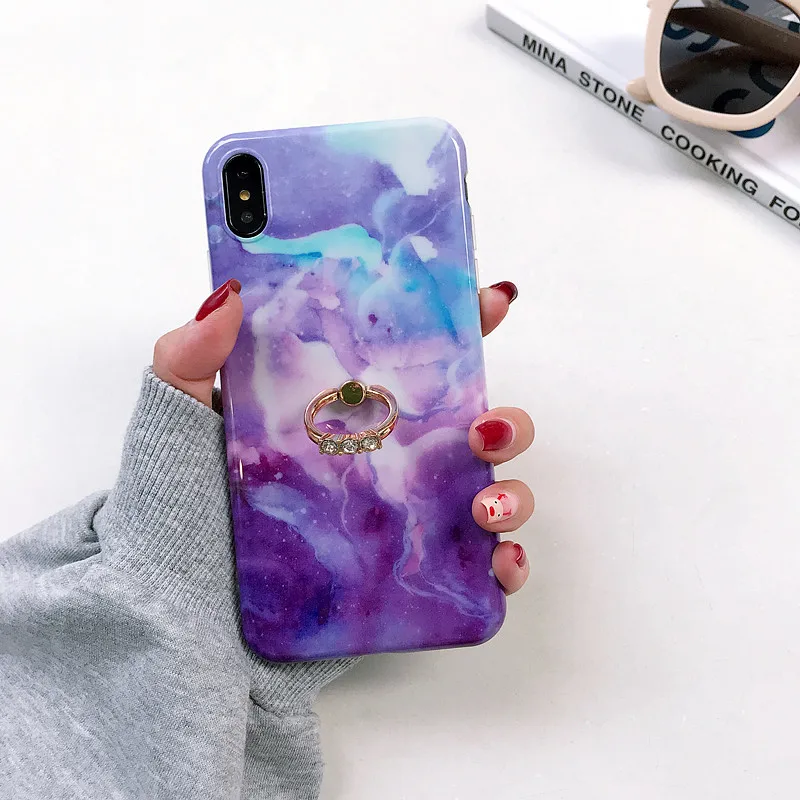 DISCASE Luxury Rhinestone Marble Phone Case For iPhone 7 6S XS MAX XR X 6 Plus 7Plus Kickstand Ring Back | Мобильные телефоны и