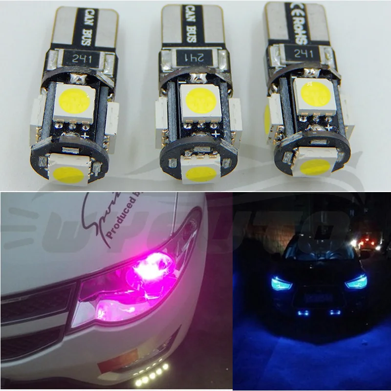 1X лампочки для автомобилей T10 LED W5W 5050 5SMD ширина лампы CANBUS номерной знак задний