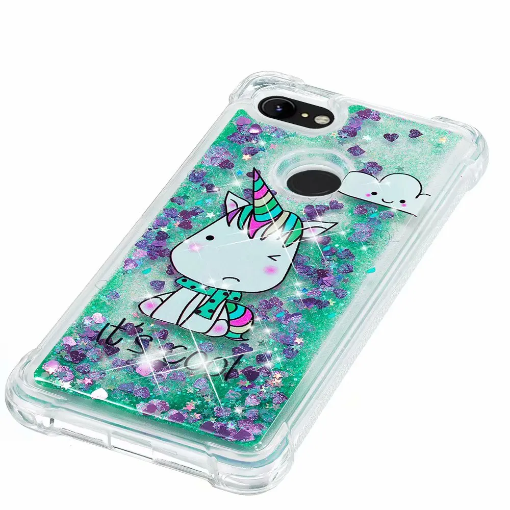 Luxury Dynamic Liquid Bling Quicksand Phone Case for Xiaomi A1 A2 Lite Redmi 4A 4X 6A Note4X Soft Silicone Cartoon Unicorn Cover |