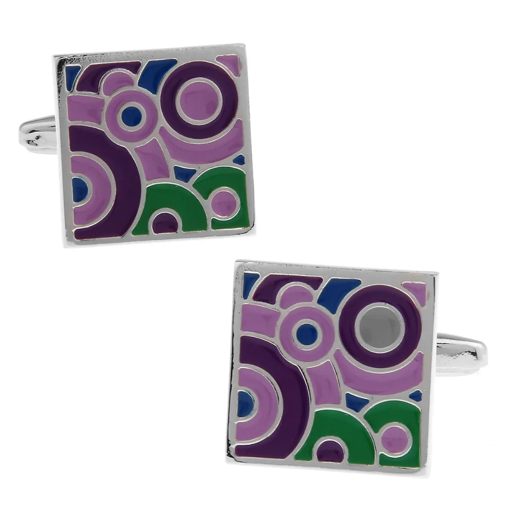 Необычные уникальные фиолетовый узор Квадратные Запонки мужские свадебные