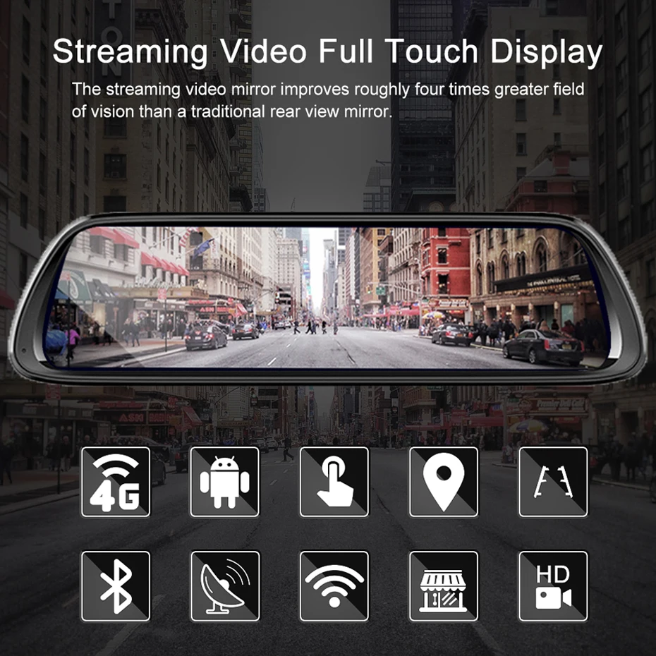 Android 8,1 Автомобильное зеркало заднего вида DVR камера gps навигация FHD видеорегистратор Bluetooth WiFi 1" 4G ADAS двойной объектив