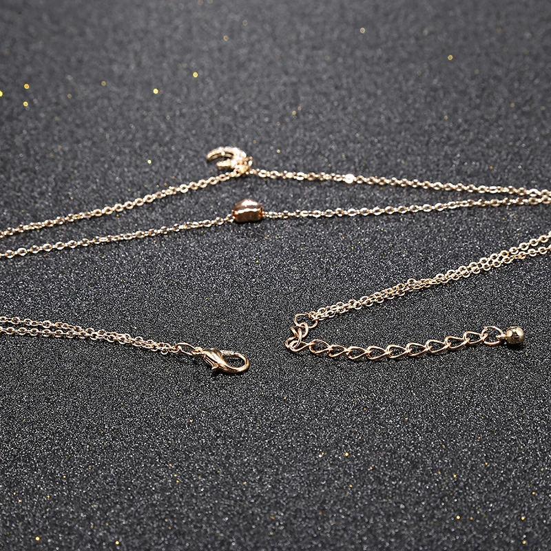 YAOLOGE горячая Распродажа ретро многослойное ожерелье Персиковое сердце Луна