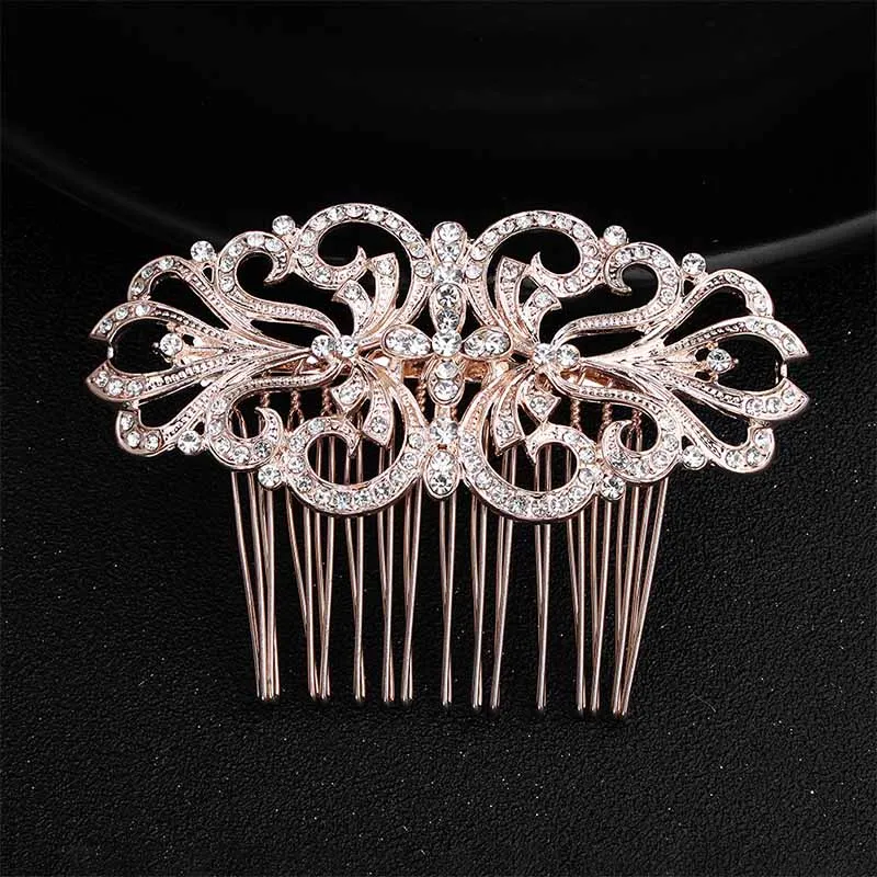 HS-J4194-Rose Gold QYY модный хрустальный головной убор Свадебные аксессуары для волос заколка для волос ювелирные изделия Стразы заколки для волос для женщин - Окраска металла: HS-J4194-Rose Gold