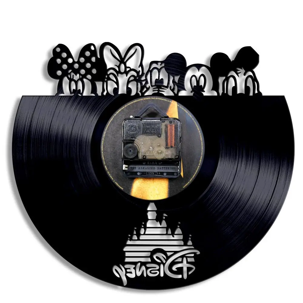 Микки Мышь CD черный Виниловая пластинка настенные часы современный дизайн