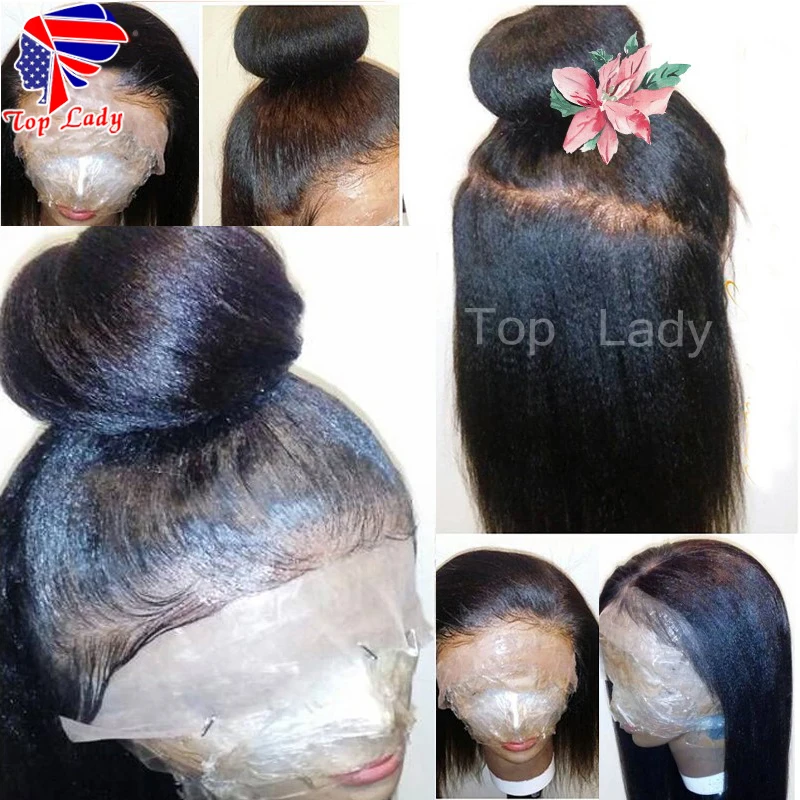 Full Lace Human Hair Wigs For Black Women Yaki Straight Brazilian Virgin Glueless Front | Шиньоны и парики