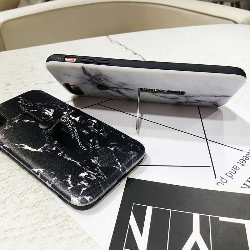 Чехлы для телефонов LOVECOM для iPhone XS Max XR XS 6 6S 7 8 Plus X белый и черный рельефный держатель мраморного кольца мягкий чехол на заднюю панель телефона чехлы