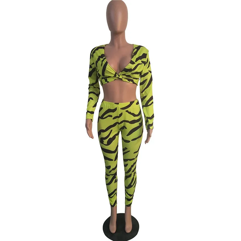 Женский костюм из 2 предметов с принтом зебры сексуальный укороченный топ