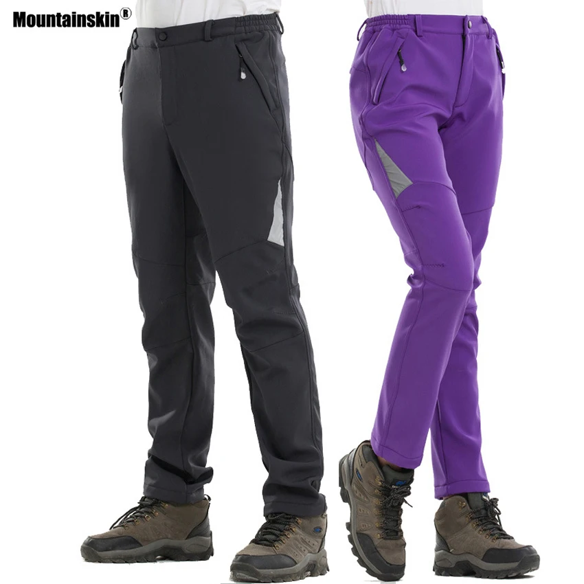 Mountainskin женские и мужские теплые флисовые водонепроницаемые штаны для улицы