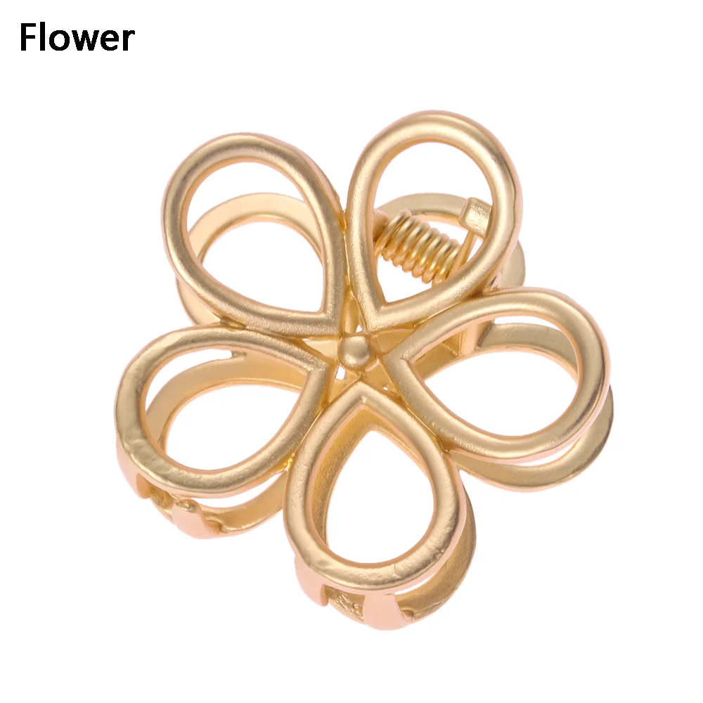 Flower Геометрические коготь для волос женские золотые волосы орехокол бабочка полые сплав макияж для волос держатель коготь укладки волос - Цвет: Flower