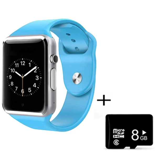 KESHUYOU A1 Bluetooth Смарт часы Спорт Шагомер Smartwatch Android с sim-камерой умная электроника PK apple часы телефон - Цвет: Blue with 8GB TF