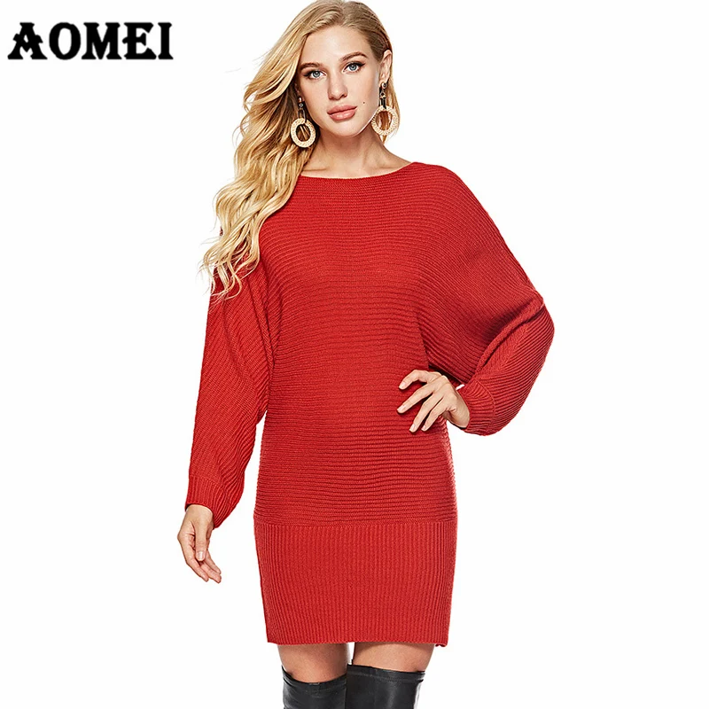 Women Pullover Sweater Mini Dress pull long Femme Autumn Knitted Tops Sexy Girls Casual Fashion Fall Winter Knitting Slim Jumper | Женская