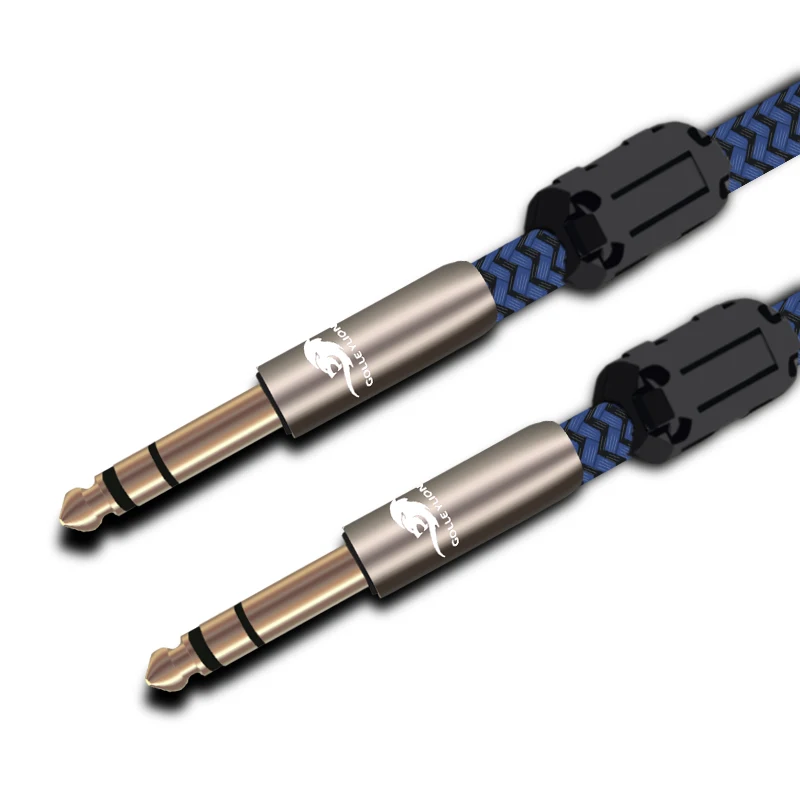 Hi fi стерео 1/4 &quot6 35 мм до 6 штекер Jack защищенный аудиокабель для микрофона