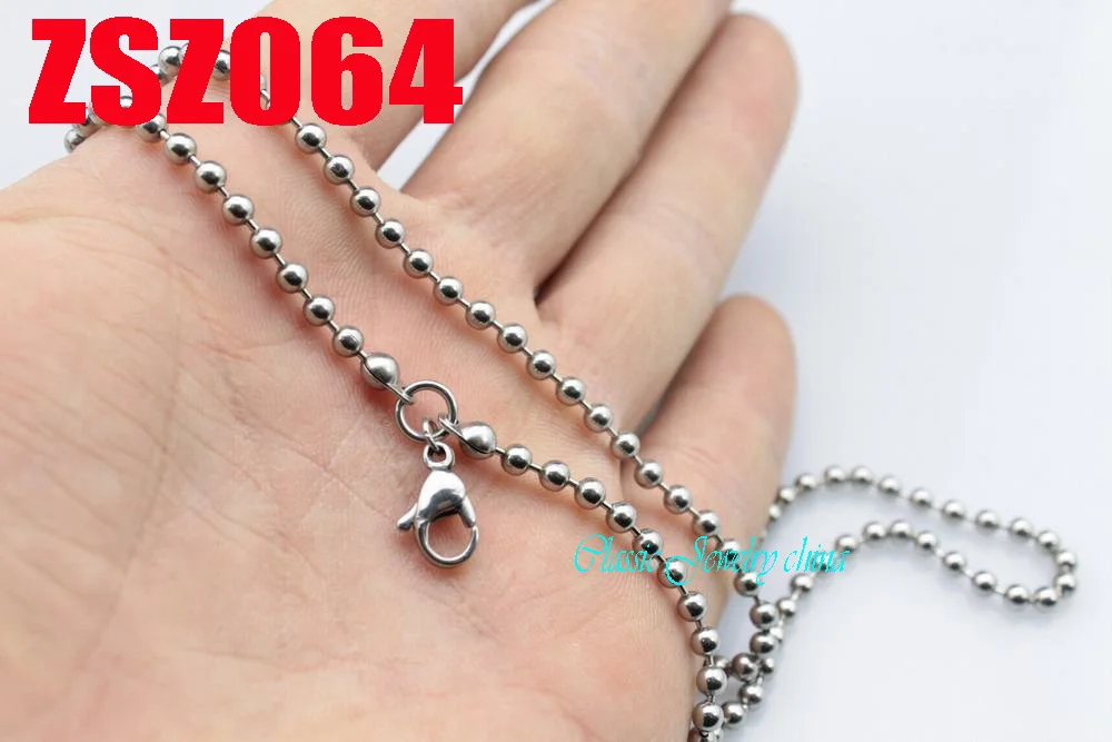 Оригинальное ожерелье из бусин нержавеющей стали с застежкой карабином 3 мм