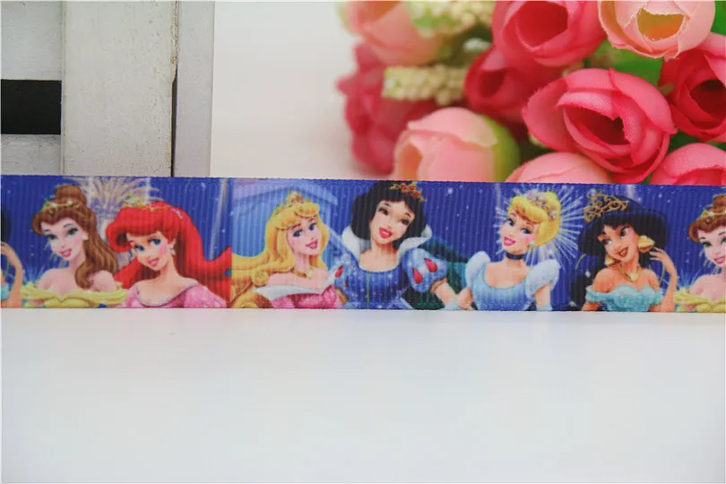 DHK 7/8 ''5 ярдов принцесса напечатаны grosgrain головные уборы с бабочкой волос лук diy вечерние украшения OEM 22 мм C1184