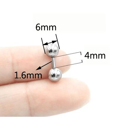 1.6x4x6mm 1 шт., короткая штанга, прямые кольца со штангой, изогнутый пирсинг для бровей, пирсинг для ушей, PA, ниппель, вагинальное кольцо, серия колец, бар, ювелирные изделия для тела - Окраска металла: 1.6x4x6mm