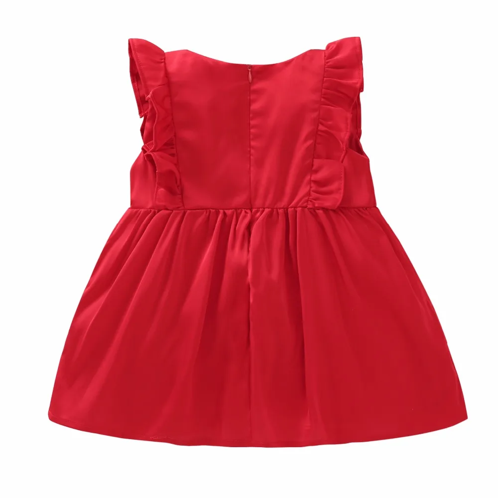 Summer Baby Girl's New Beautiful And Cute Fly Sleeved Vest Dress,2 colors, Big Red And Snow-White, With Bow Hair Band