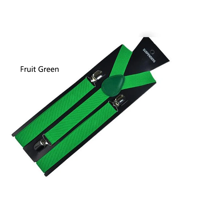 Fruit Green Новое поступление, унисекс, для взрослых, карамельный цвет, подтяжки для женщин и мужчин, 3 зажима, подтяжки с пряжками, модный ремень, регулируемый ремень, рубашки, подтяжки - Цвет: Fruit Green
