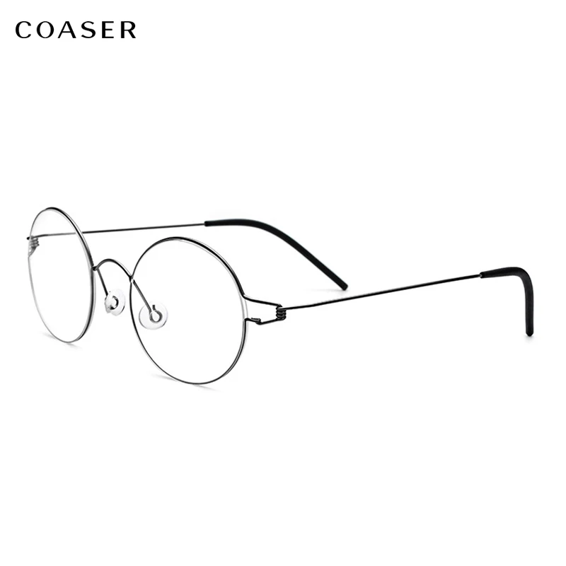 

Denmark Design Men Glasses Frame,Retro Round Metal Super Lighter Optical Eyeglasses,Women Myopia Prescription No screw Eyewear