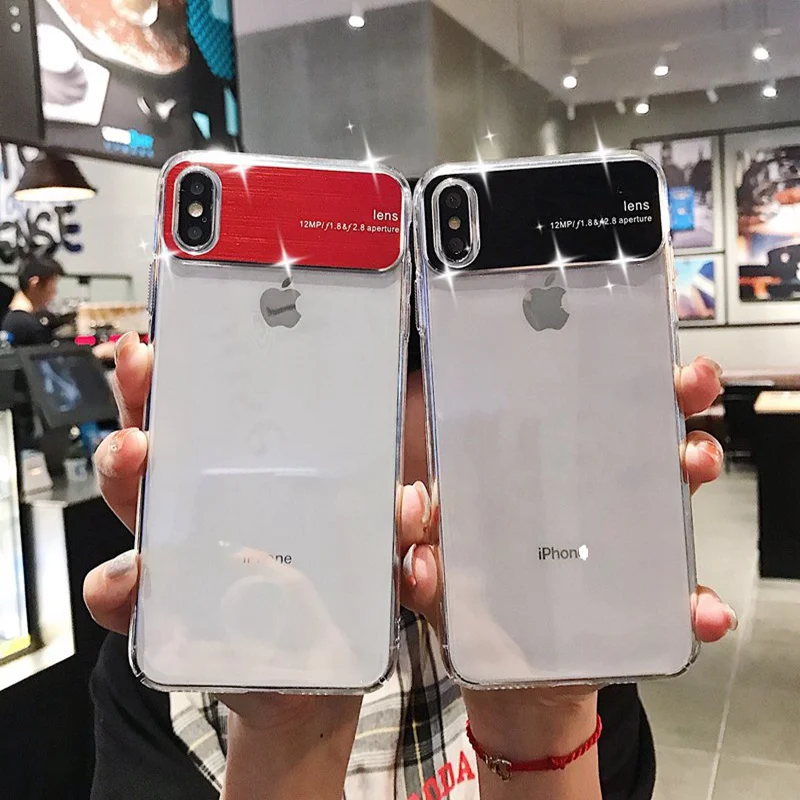 Роскошные прозрачные чехлы с покрытием для iPhone X XR XS MAX Блестящий глянцевый
