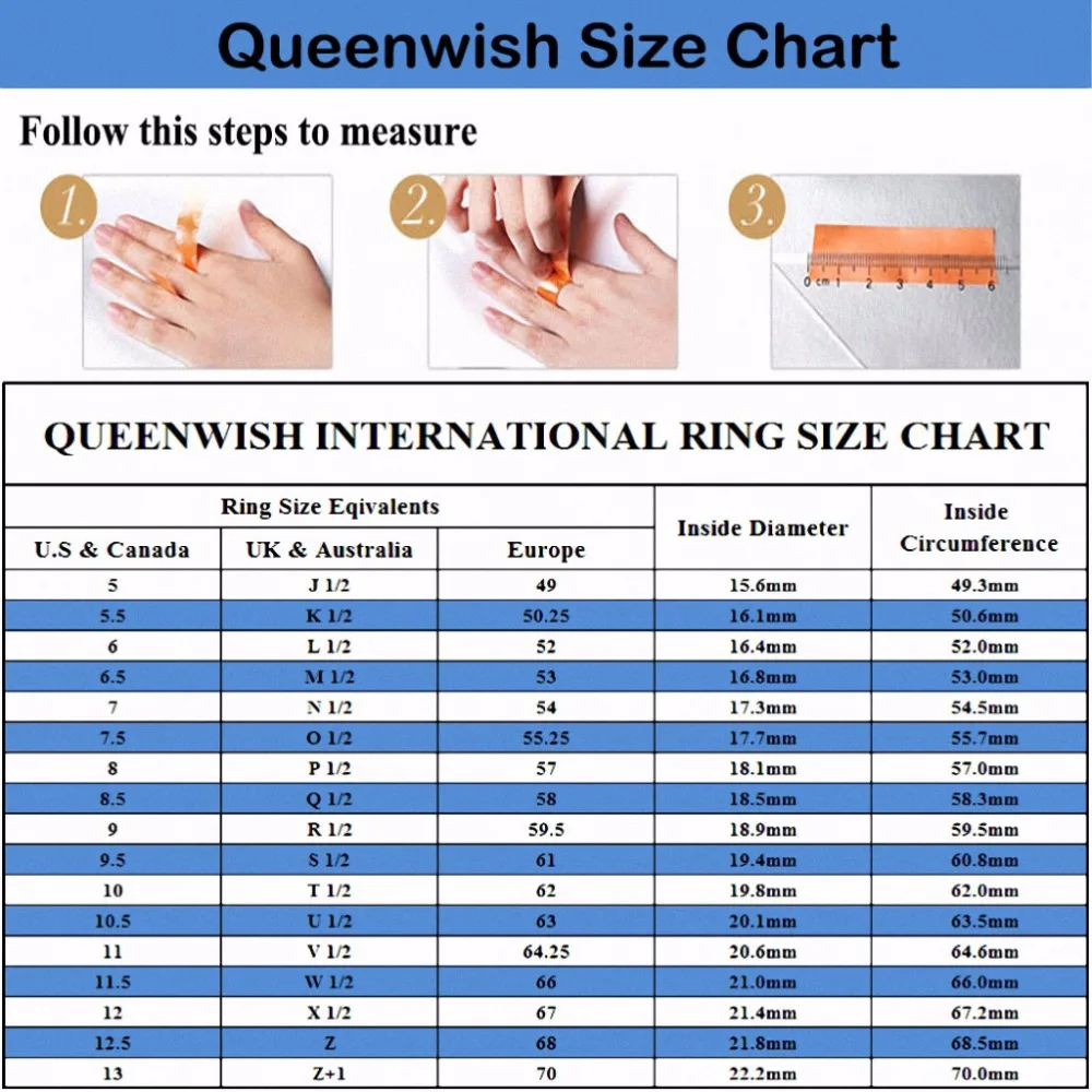 Queenwish New Gold Color Stainless Steel Ring For Women Cubic Zirconia Bridal Sets Design Cheap Fashion Rings | Украшения и