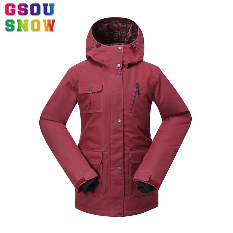 GSOU зимняя женская лыжная куртка водонепроницаемая для сноуборда плюс размер