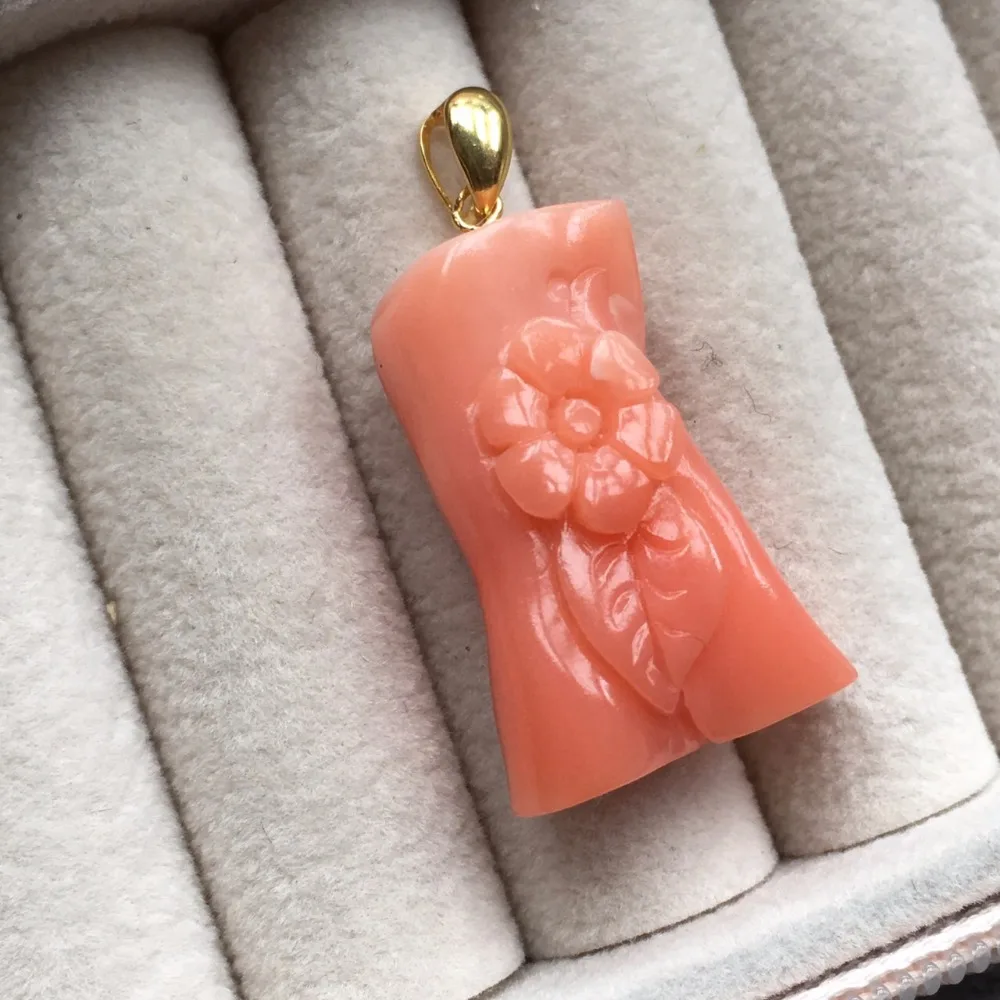 Fine Jewelry Real 18K Gold AU750 G18K Natural 100% Precious Coral Pendant Diamond Gemstone Necklaces for Women | Украшения и