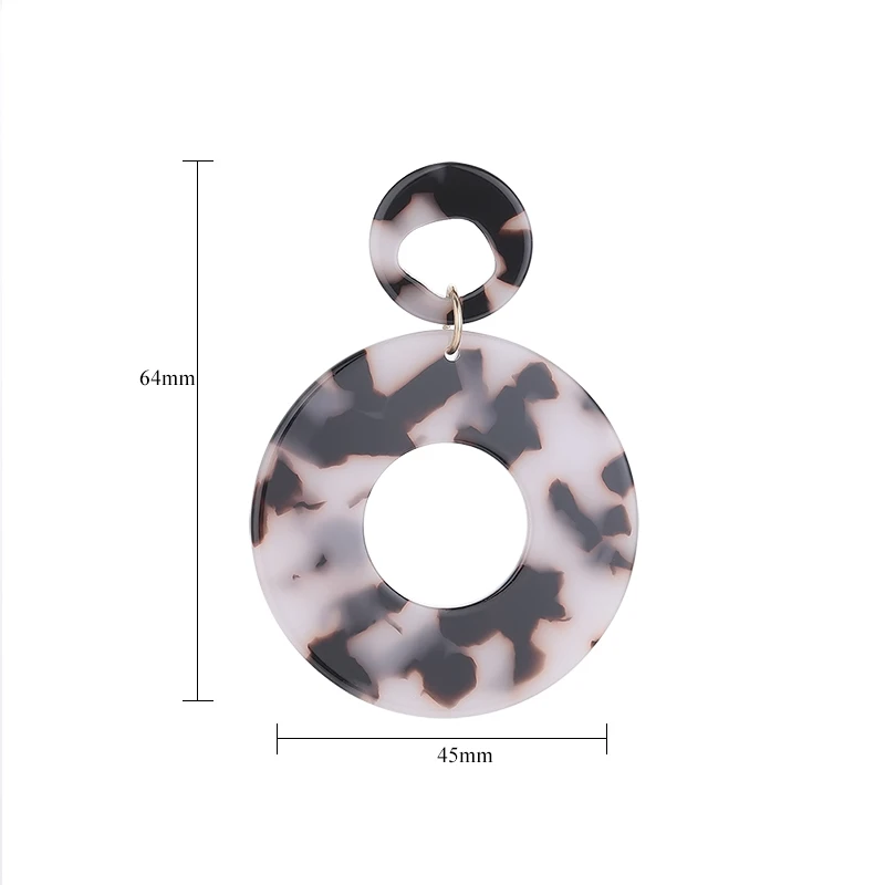 Fashion Geometry Leopard Earring for Women Colorful Retro Tortoise Resin Acrylic Hollow Circle Drop Dangle Female Brinco | Украшения и
