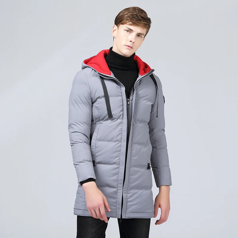 POSSO Mens stylish parka winter warm puffer jacket quilted zipper hooded thick outwear men long coat with knitted hat | Мужская одежда