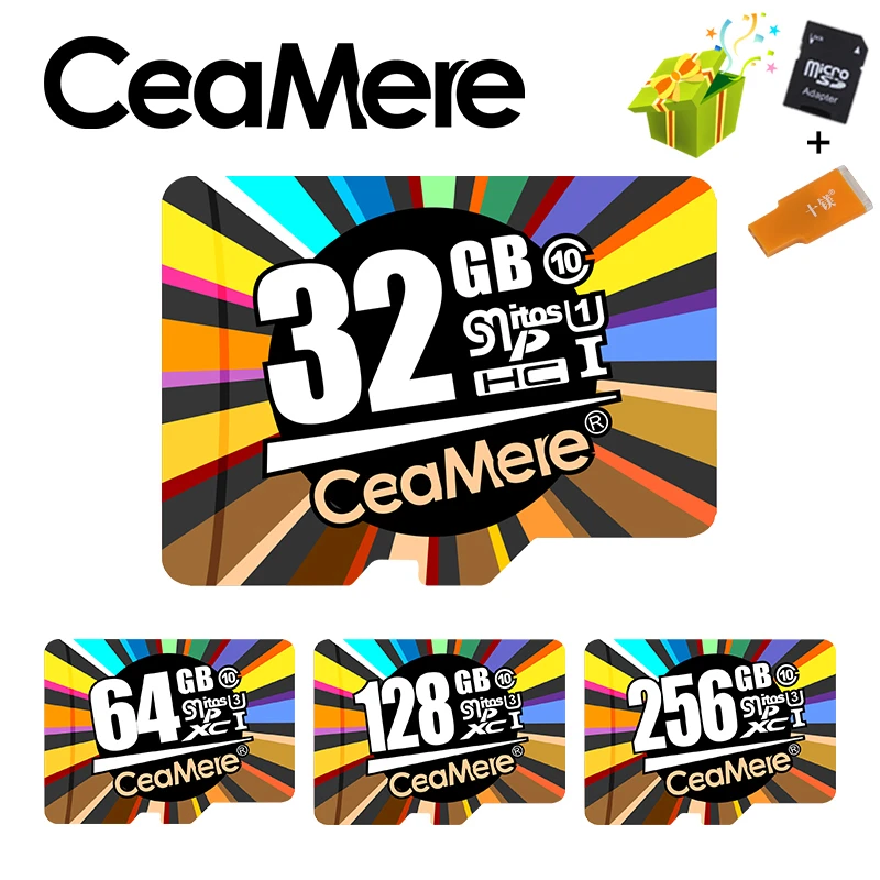 Карта памяти Micro SD CeaMere карта класса 10 U3 UHS 3 256 Гб 128 64 32 флеш 1 TF/SD карты для