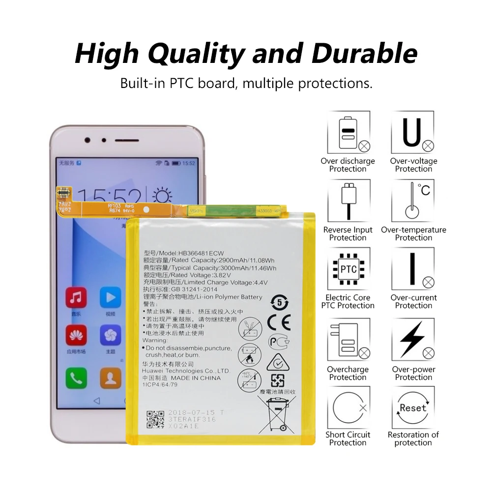 Литиевая батарея HB366481ECW для huawei P9 P9 Lite G9 Lite Honor 5C Honor 8 Li-Po сменная батарея для телефона