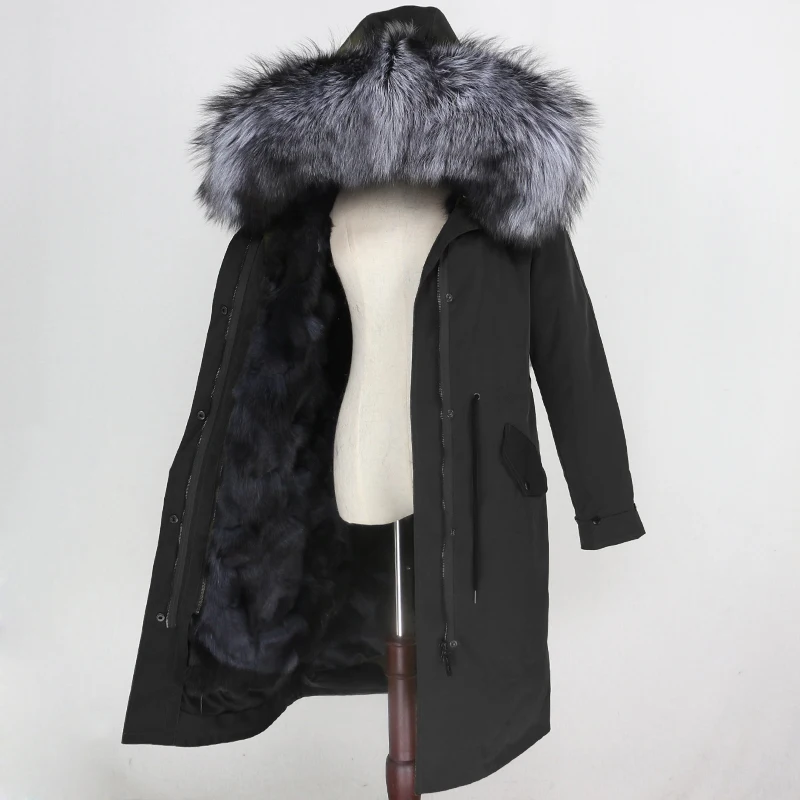 OFTBUY X-long водонепроницаемая верхняя одежда, парка из натурального меха, пальто из натурального Лисьего меха, зимняя куртка для женщин, капюшон из меха енота, теплая Съемная Новинка
