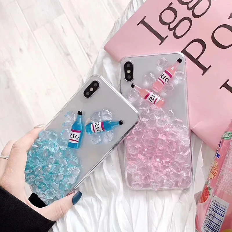 Оригинальность напитки ледяной блок для iPhone Xs XR Max мобильный телефон оболочка 6S 7 8