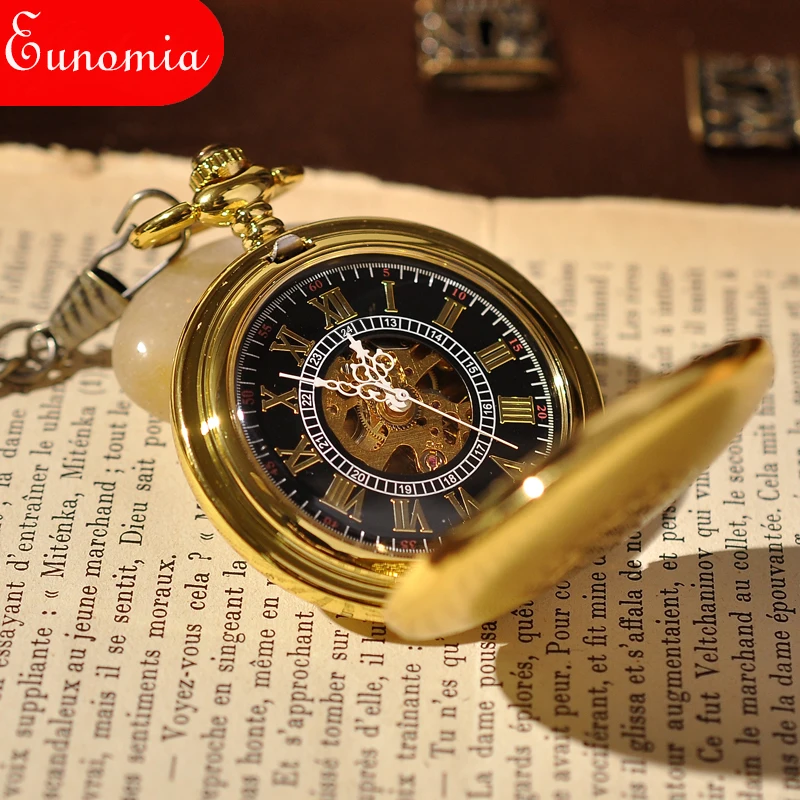 Механические карманные часы золотого цвета с цепочкой и Модные Винтажные в стиле