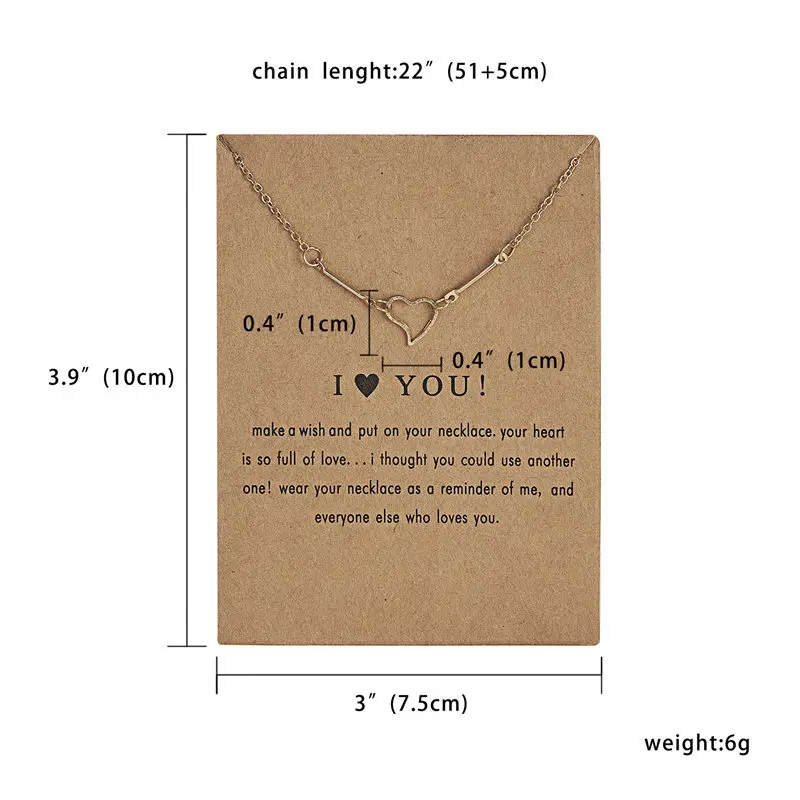 Rinhoo 1pc Minimalist Heart make a wish plated I LOVE YOU Pendant necklace Clavicle Chains Necklaces Women New Jewelry Gift | Украшения и