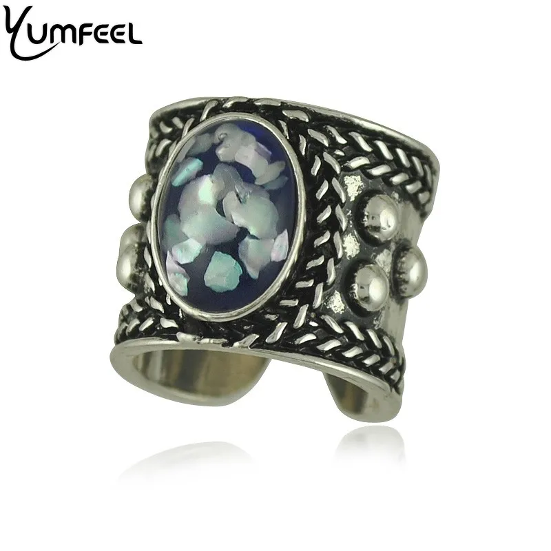Yumfeel Новый тибетский серебряный позолоченный в стиле панк Винтаж & кольца Бохо 4