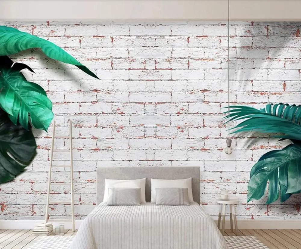 

Пользовательские 3D Настенные обои свежий современный простой 3D растение листья ТВ фон украшение стены живопись