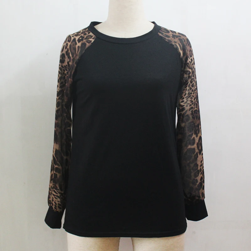 Женские блузки с леопардовым принтом шифоновая Лоскутная Блузка Повседневная