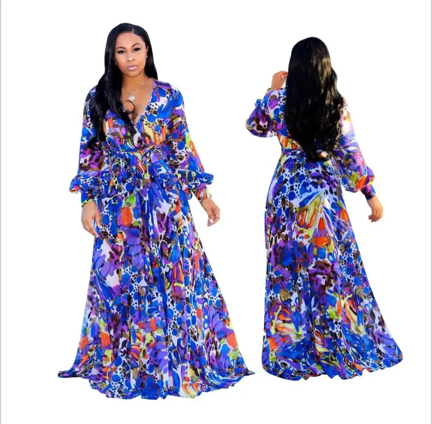 2018 Новая мода супер размер африканские свободные длинные Дашики цветочный узор