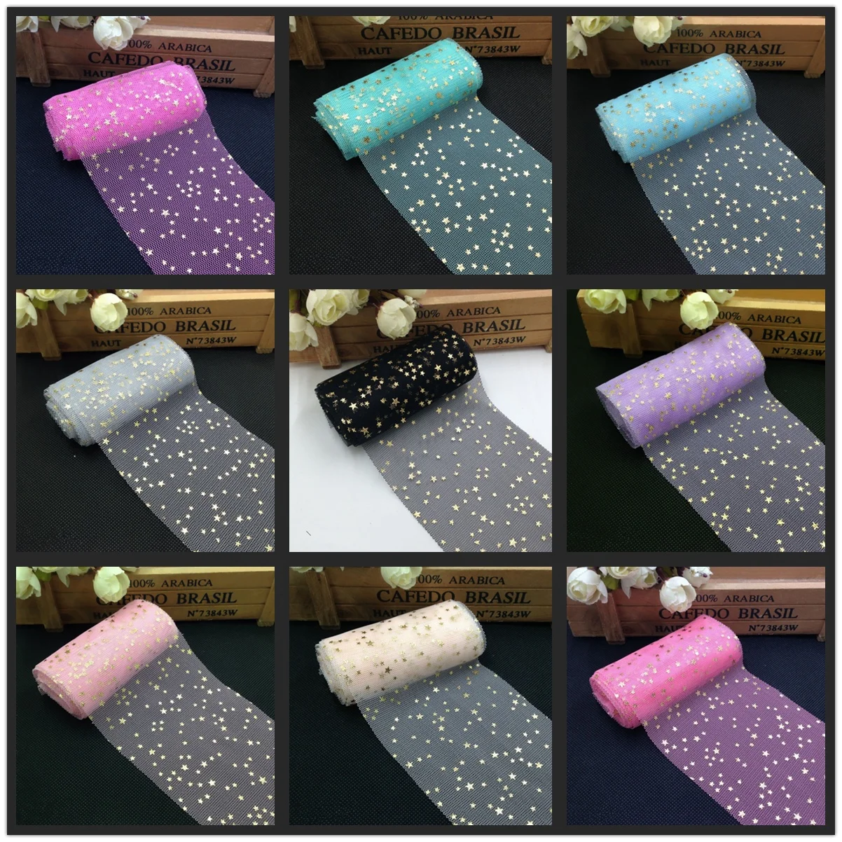 5 ярдов 8 см/6 см горячая распродажа звездное небо блестящие звезды блестки