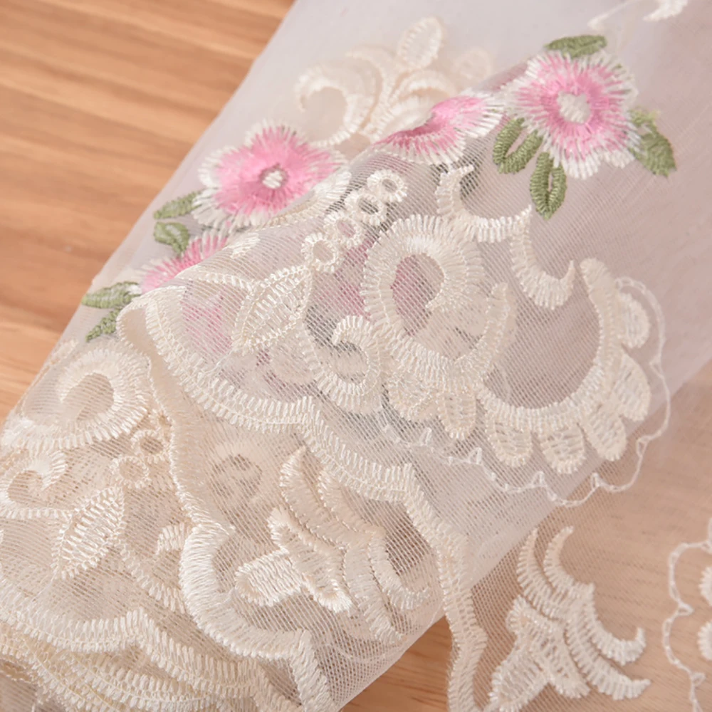 Lychee Life 5 Yards Floral Mesh Lace Trims Water Soluble Lace Ribbon for Wedding Dress DIY Sewing Materials Bridal Needlework