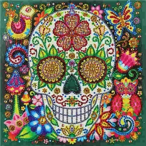 LP046 HUACAN, алмазная живопись особой формы, Череп, 5d, сделай сам, стразы, круглая Алмазная вышивка, распродажа, украшение для дома, 25x25 см - Цвет: LP046