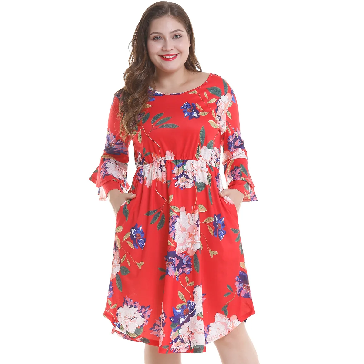 Модный принт размера плюс Бохо Короткое женское платье повседневное о образный