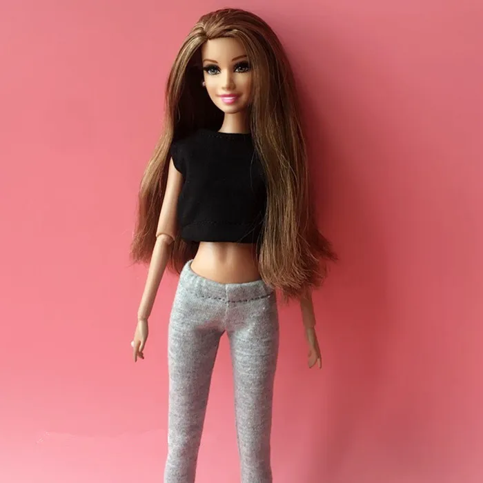 2 шт./компл. черный топ + серые леггинсы Одежда для куклы Pullip 1/6 модные Blyth кукольные