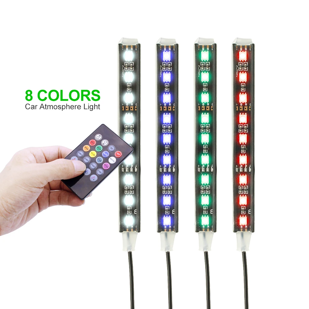4 шт. 5050 9 SMD 10 Вт RGB LED комплект освещения салона автомобиля Стайлинг интерьера