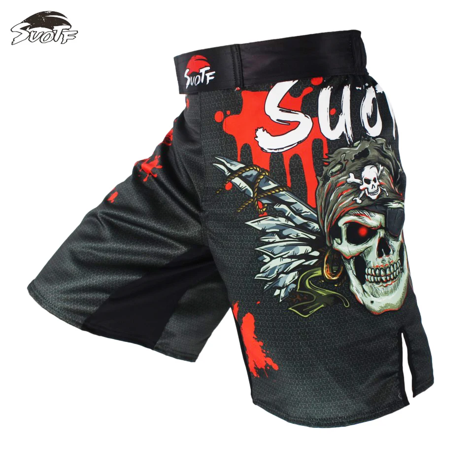 SUOTF дышащие свирепые спортивные шорты с принтом черепа для фитнеса Tiger Muay Thai