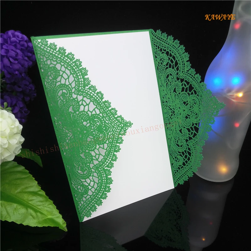 dark green 10 шт. полые свадебные пригласительные открытки с бабочкой, бумага и Обложка, набор для свадебного дня рождения, вечерние украшения 5ZH67 - Цвет: dark green
