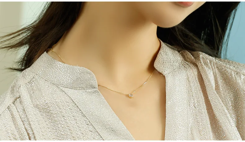 SA SILVERAGE 14K Yellow Gold Round Pendant Necklace for Women Necklaces For Women Chokers Necklaces For Women Gemstone New
