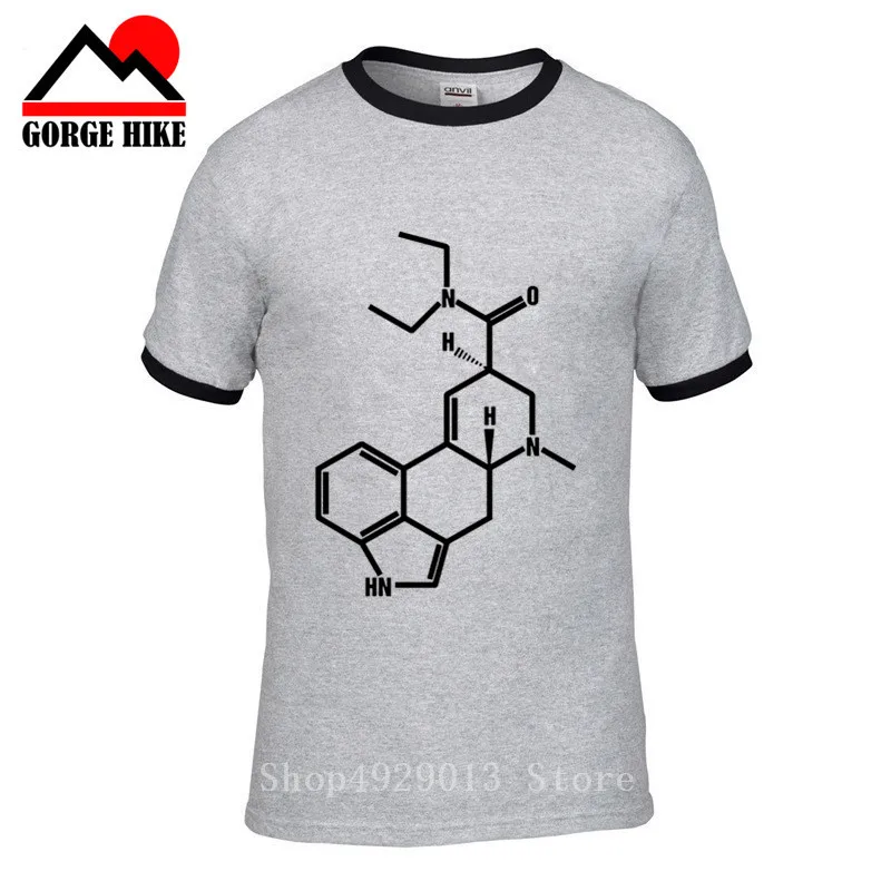 Chemistry Equation Short Sleeve Cotton Scientific Research Man Fashion Round Collar T Shirt Lsd Colored Molecule Tops Tee | Мужская